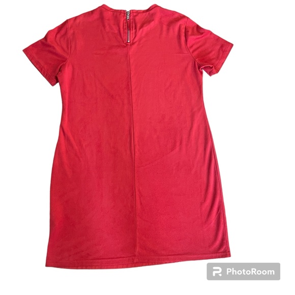 Zara trafaluc 90’s crushed red velvet mini dress size large Minimalist party y2k - Picture 5 of 5
